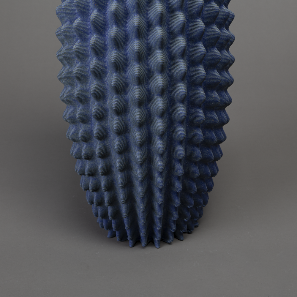 Cactus ceramic art – black clay, blue glaze – BinaryCeramics Greece