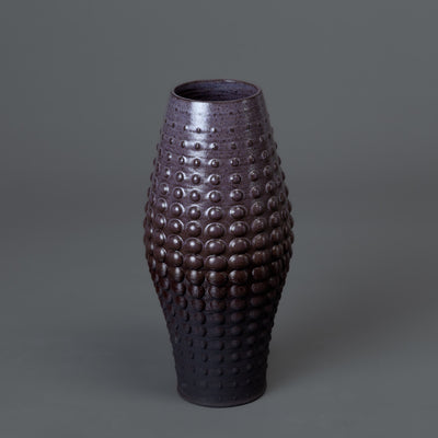 Sea Urchin ceramic sculpture in black clay, purple glaze – BinaryCeramics