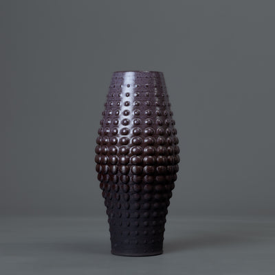 Sea Urchin sculpture – black clay, purple glaze – BinaryCeramics, Athens