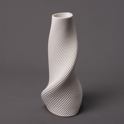 Tornado sculpture – white porcelain – BinaryCeramics, Athens