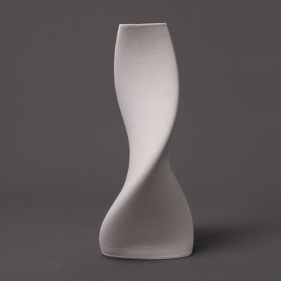 3D-printed tornado sculpture in white porcelain – BinaryCeramics