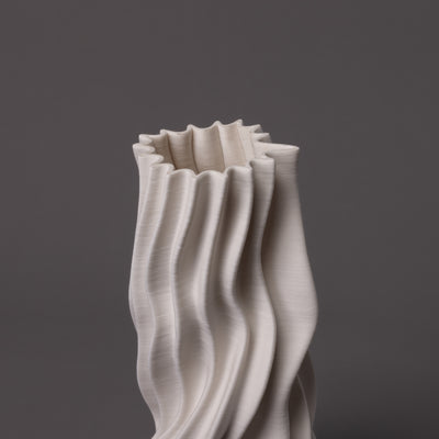 Tornado sculpture – white porcelain – BinaryCeramics, Athens