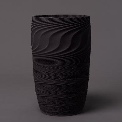 Wave ceramic sculpture in black clay – BinaryCeramics