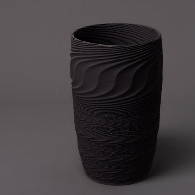 W-0001 Wave Layered Ceramic Sculpture in Black Clay - studio view - BinaryCeramics Athens