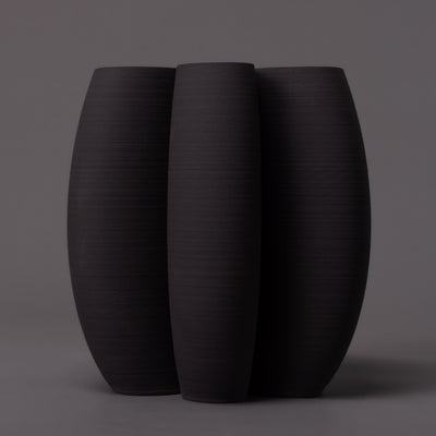 3D-printed intersect sculpture in black clay – BinaryCeramics