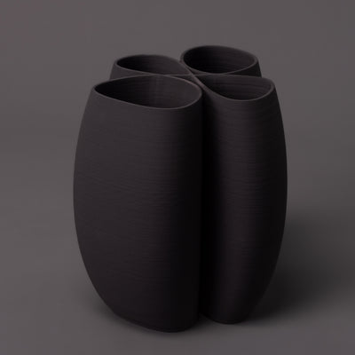 Algorithmic intersect ceramic sculpture – black clay