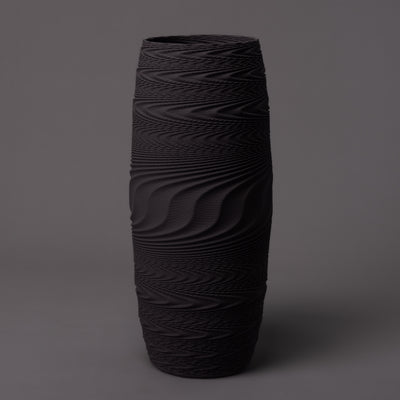 Wave ceramic sculpture in black clay – BinaryCeramics