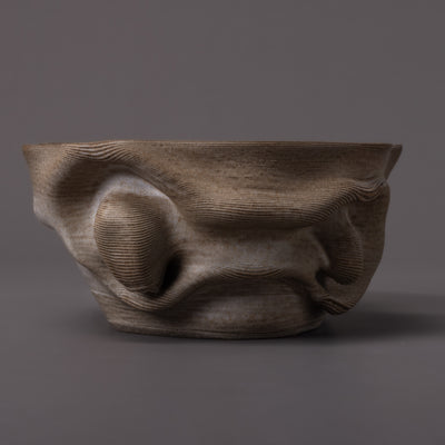 Santorini sculpture detail – ceramic, sand glaze – BinaryCeramics