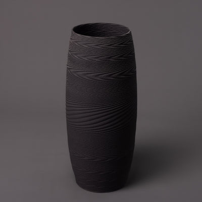 Wave sculpture – black clay – BinaryCeramics, Athens