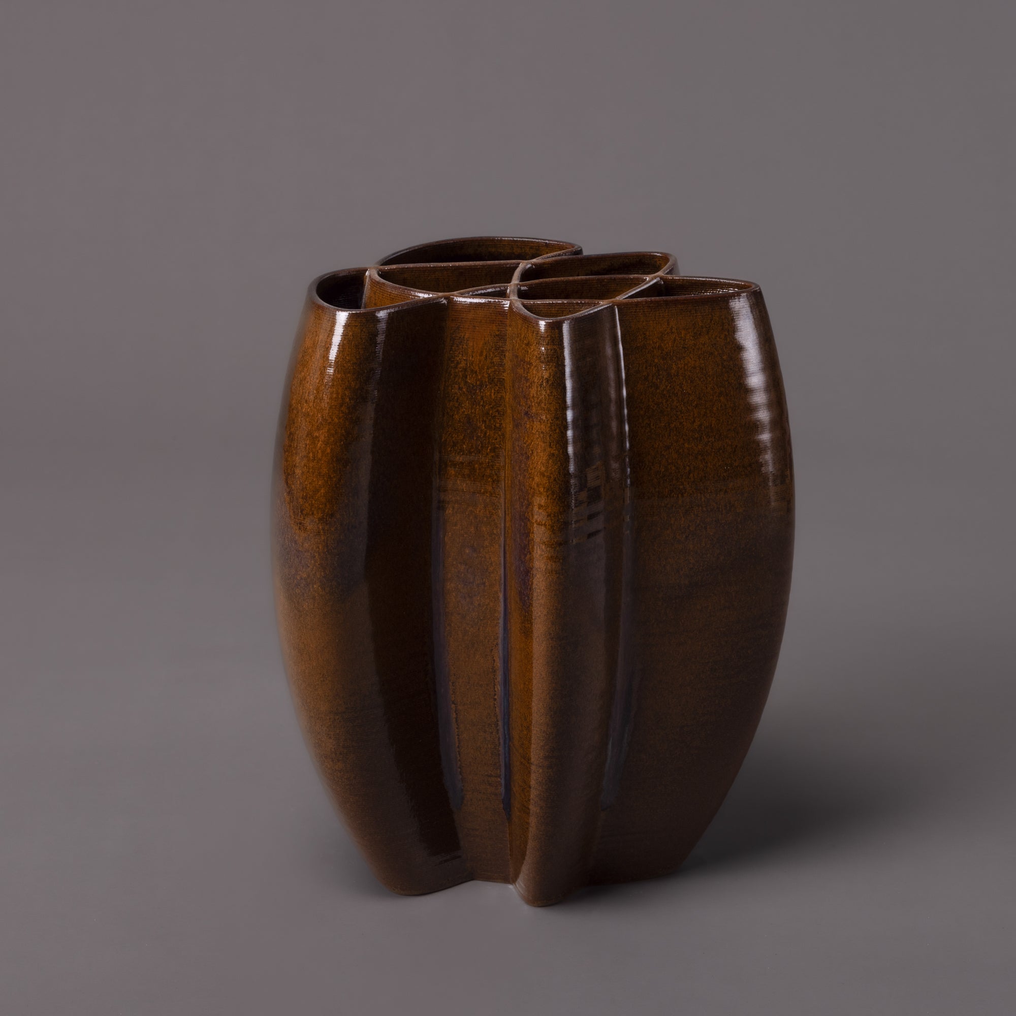 Intersect ceramic art – ceramic, brown glaze – BinaryCeramics Greece