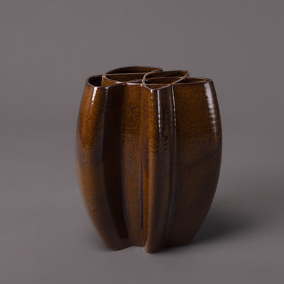 Intersect ceramic art – ceramic, brown glaze – BinaryCeramics Greece