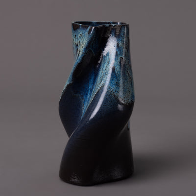 Tornado ceramic art – black clay, glaze effect – BinaryCeramics Greece