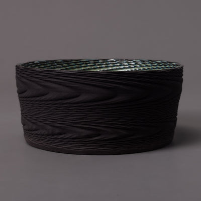 black clay, green glaze wave sculpture – algorithmic ceramic design