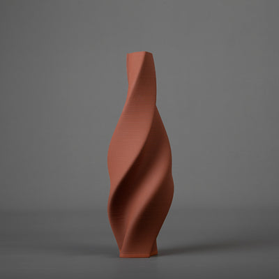 Tornado sculpture – terracotta clay – BinaryCeramics, Athens