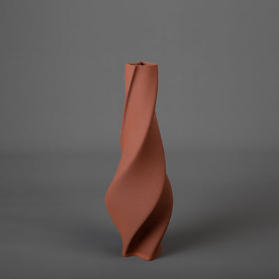 3D-printed tornado sculpture in terracotta clay – BinaryCeramics