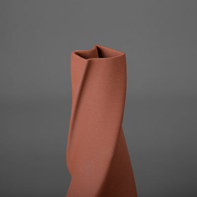 terracotta clay tornado sculpture – algorithmic ceramic design