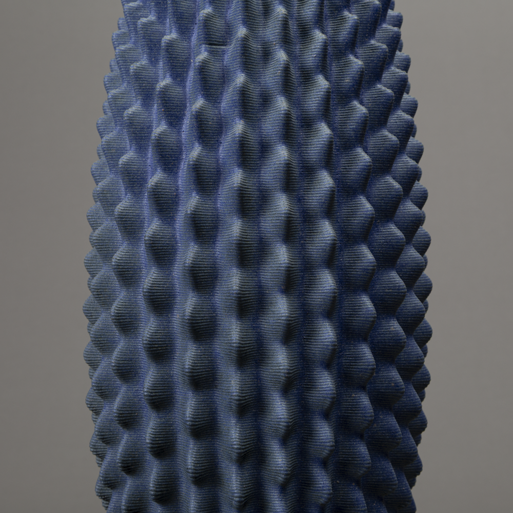 Cactus form – black clay, blue glaze – BinaryCeramics, Athens