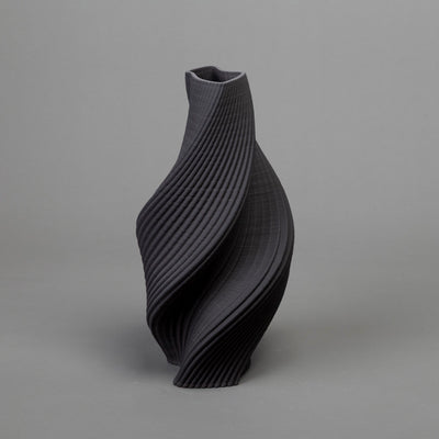 Tornado form – black clay – BinaryCeramics, Athens