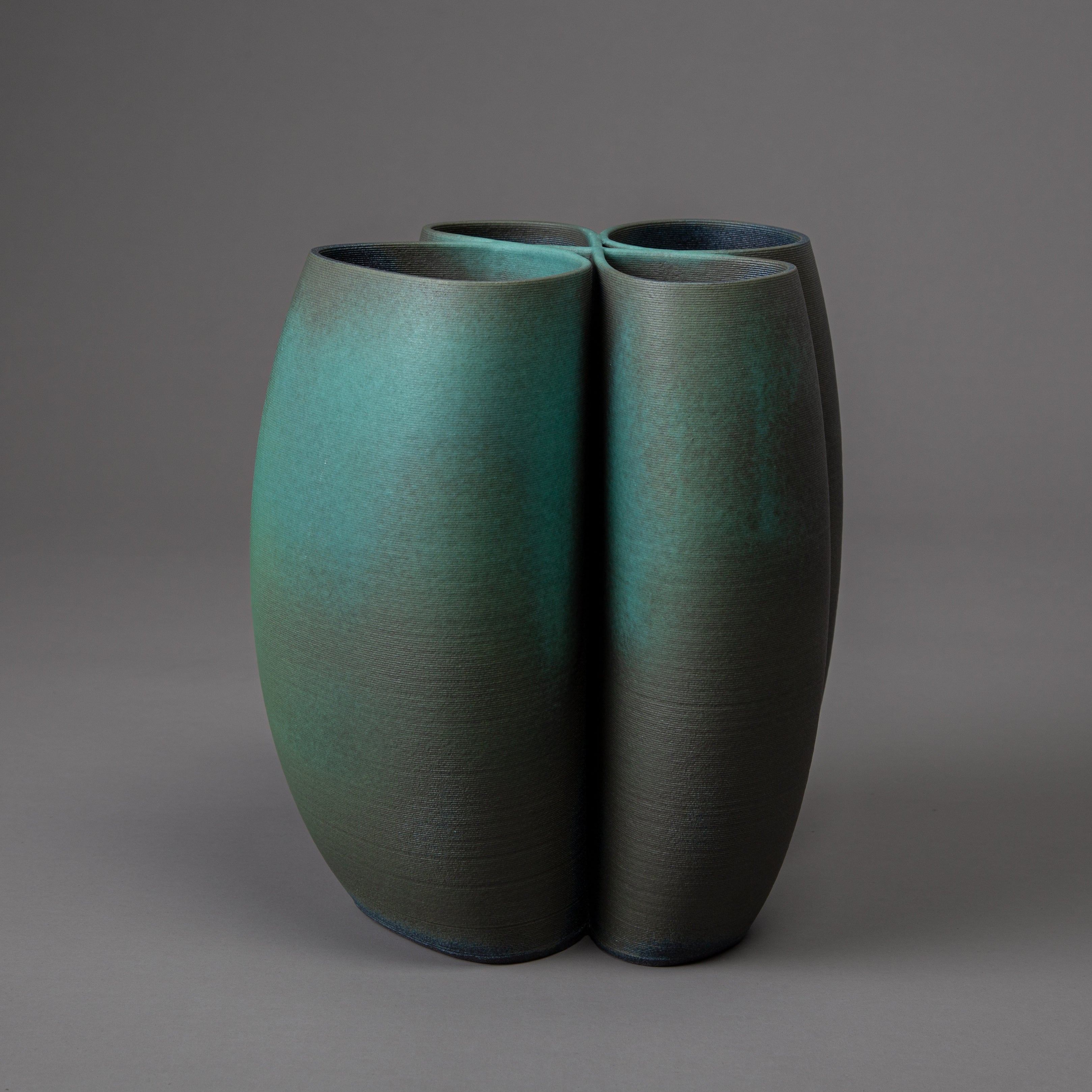 Intersect sculpture – ceramic, green glaze – BinaryCeramics, Athens