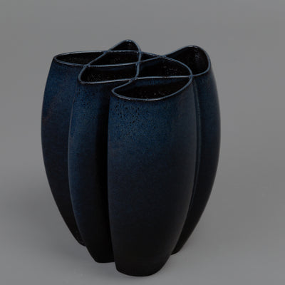 Intersect sculpture – ceramic, blue glaze – BinaryCeramics, Athens