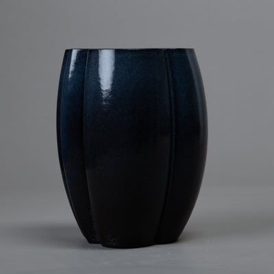 ceramic, blue glaze intersect sculpture – algorithmic ceramic design