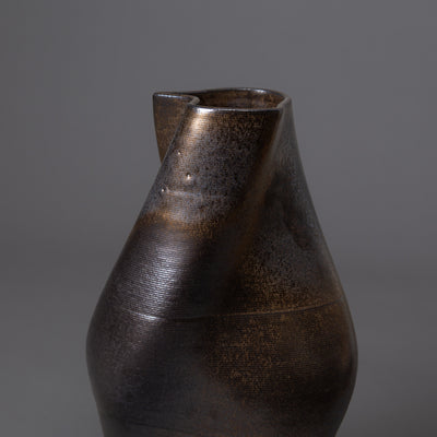 Tornado ceramic art – black clay, gold glaze – BinaryCeramics Greece