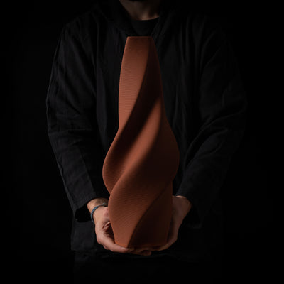T-0110 Tornado Ceramic Sculpture in Terracotta - 3D printed ceramic art by BinaryCeramics, Athens